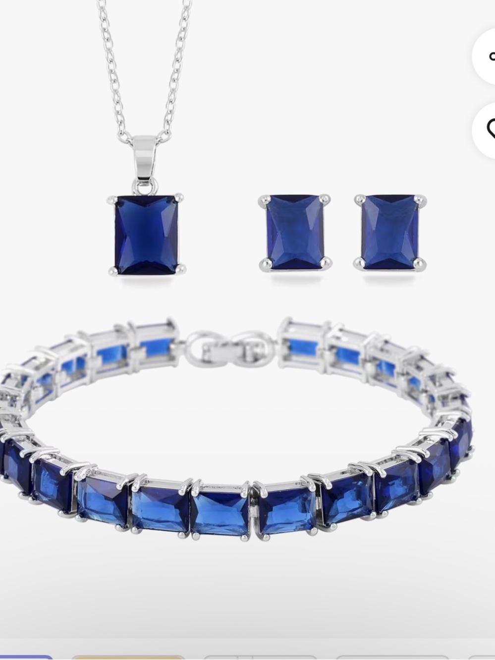 3 Piece Set Austrian Crystal Tennis Bracelet, Solitaire Necklace, Stud Earrings.